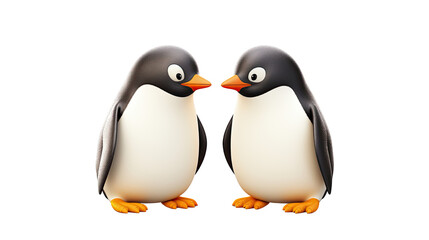 Fototapeta premium pair of penguin in love art adorable on white background