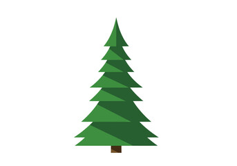 Fototapeta premium Stylized Evergreen Tree Illustration in a Minimalist Flat Design. Simple Green Pine Tree Vector Icon for Nature and Holiday Themes.