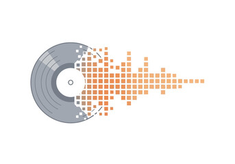Obraz premium Vinyl Record Pixelation Sound Waves and Audio Transformation Graphic Design