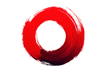Red Circular Brush Stroke on Transparent Background Artistic Abstract Design