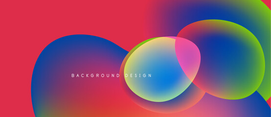Abstract colorful shapes overlap. Vibrant gradients create dynamic visual effect. Modern design suitable for backgrounds, presentations.