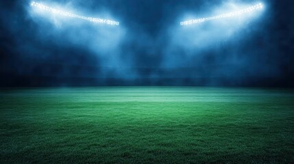 Night Stadium: Illuminated Field Under Floodlights