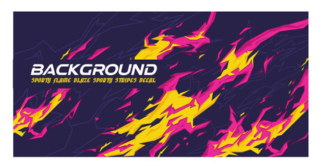 Gaming esport background striking stripes flame banner vector illustration design striking stripes halftone pattern modern abstract fire car decal livery wrap anime pink yellow