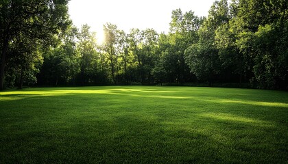 Obraz premium Lush field with trees behind.