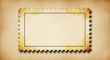 Vintage Postage Stamp Frame on Aged Paper Background for Retro Design