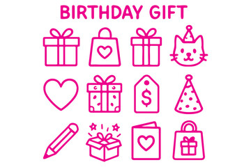 Party and Celebration Line Icons for Invitations, Decorations, Event Planning, Birthdays, Weddings, Festive Designs, Vector Illustration Set