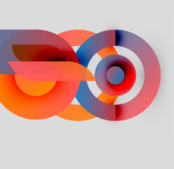 Obraz premium Abstract colorful shapes overlap, creating dynamic visual composition. Circles, curves, gradients dominate design. Modern aesthetic.