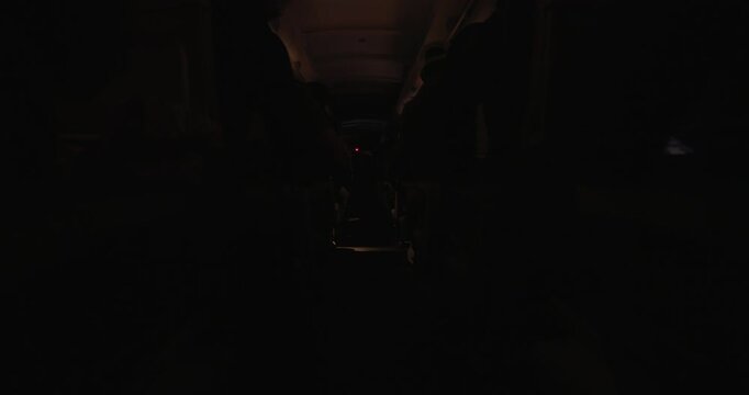 Night Time Flight Seat Bellt Sign Off After Landing