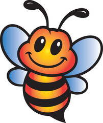 Colorful Cartoon Bee with Orange Yellow and Blue Wings on White Background bees insect
