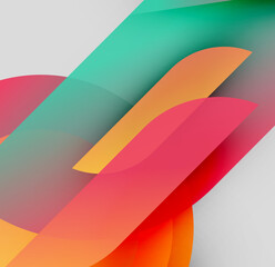 Abstract composition featuring overlapping translucent shapes. Colors blend, creating dynamic visual effect. Modern design, gradients present.