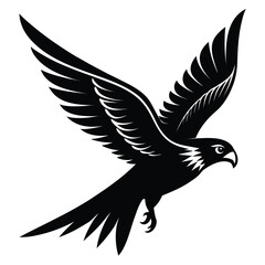 Majestic black silhouette of a hawk in flight
