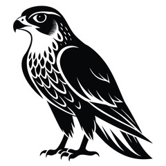 Stylized black and white falcon illustration