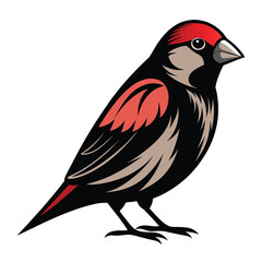 Stylized red headed finch bird illustration