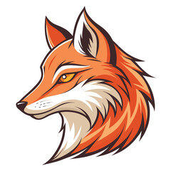 Stylized orange fox head profile with fierce expression