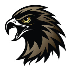 Fierce eagle head mascot with golden eye and open beak