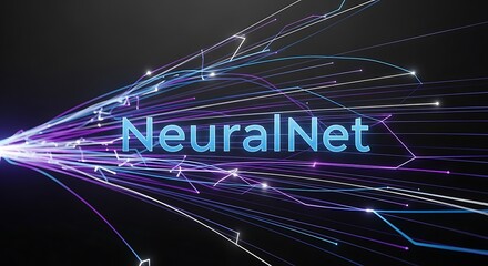 Naklejka premium NeuralNet Abstract Digital Network with Glowing Connections for Technological Concepts