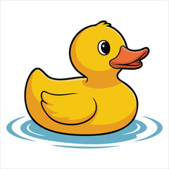 cute floating duck vector illustration white space