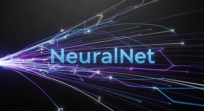 NeuralNet Abstract Digital Network with Glowing Connections for Technological Concepts