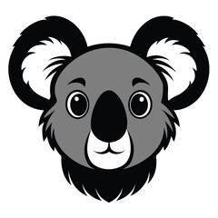 Cute cartoon koala face with big ears and black nose
