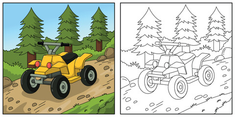 Quad bike coloring page for kids. ATV bike © styo