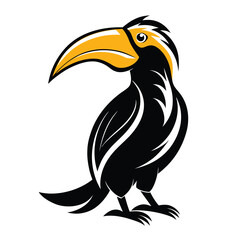 Stylized toucan bird illustration with large orange beak