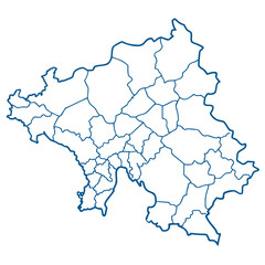 Outline map of a region divided into administrative districts