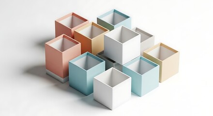 Minimalist Pastel Cubes Arrangement: A Modern and Clean Presentation of Colorful Boxes