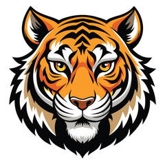 Fierce tiger head emblem with striking orange and black stripes