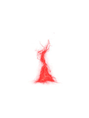Red lightning strike effect on transparent background