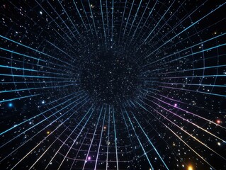 Abstract Holographic HUD Grid Rotating in Space.