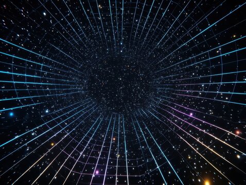 Abstract Holographic HUD Grid Rotating in Space.