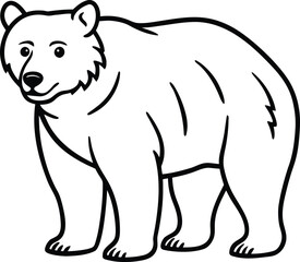 Vector illustration of a wild polar bear, a white predator with a silhouette