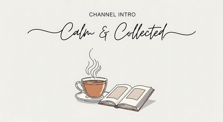 Calm & Collected Channel Intro  A Serene Book and Tea Illustration