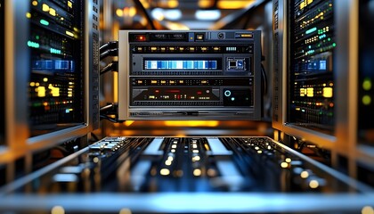 Modern Data Center with servers, racks, and networking equipment.