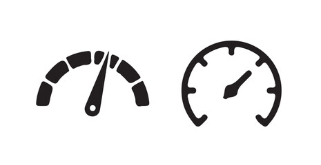 Speed icon signs, Speedometer black icons set, gauge meter, dashboard elements for automotive, speed measurement,  vector illustration eps 10.