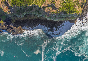 Aerial drone views of wildlife nesting on James Cook Island near Fingal Head, New South Wales, Australia