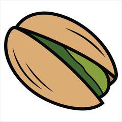 cute cracked pistachio vector illustration white space