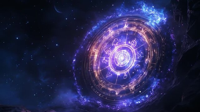 Cosmic Zodiac Wheel with Glowing.