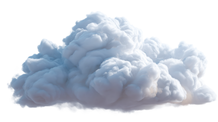 Volumetric Cumulus Cloud Formation with Soft Lighting on White Background, cut out transparent