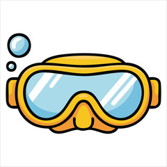 playful yellow snorkel gear vector graphic plain background