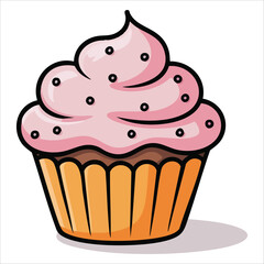 playful swirled cupcake vector graphic plain background