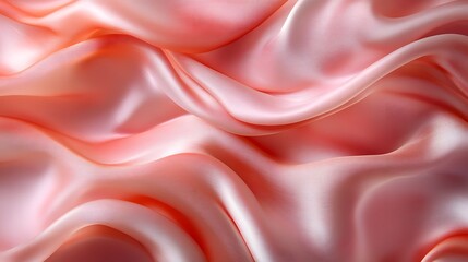 Fototapeta premium Crumpled pink silk fabric serves as the background.