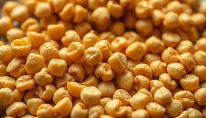 Close-up of dried chickpeas, textured surface, earthy tones, beans, legumes