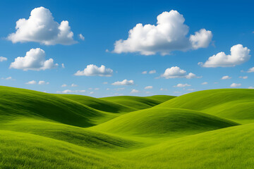 Fototapeta premium Dreamlike Rolling Hills Under a Cloud-Filled Sky