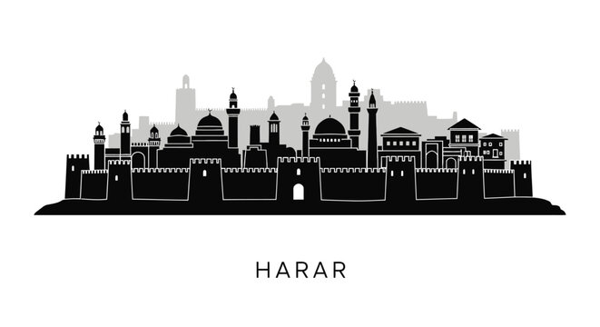 Harar Skyline Silhouette Ethiopia Africa.