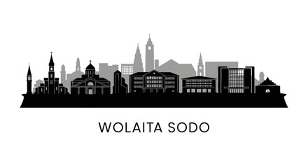 Fototapeta premium Wolaita Sodo Skyline with Ethiopia, and Black Silhouette.