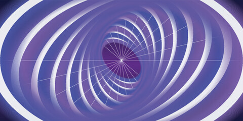 Abstract 3D tunnel design with layered purple concentric ovals,
