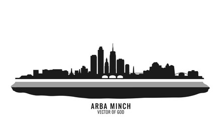 Naklejka premium Arba Minch Skyline Silhouette with Ethiopia.