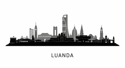 Naklejka premium Luanda Angola Skyline Urban Cityscape Silhouette.