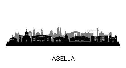 Naklejka premium Asella City Skyline Silhouette with Ethiopia, and Black.